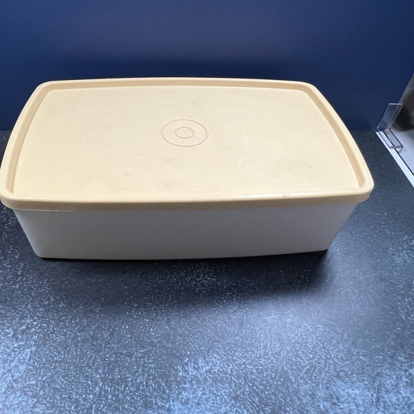 TUPPERWARE Vintage Container With Lid 713, 712 Beige And White - Picture 1 of 7
